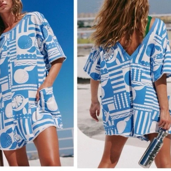 FP Hot Shot Printed Tee Romper in Sunday Market Blue sz xs NWT - Picture 4 of 6